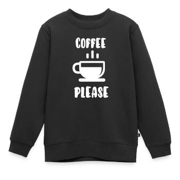 Kaffee bitte - Kinder Premium Organic Sweatshirt - Schwarz - Vorne - AI Model Kid Female (0cm)