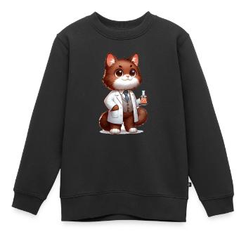 Cute Cat Scientist - Kinder Premium Organic Sweatshirt - Schwarz - Vorne - AI Model Kid Female (0cm)