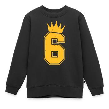 6 mit Krone - Kinder Premium Organic Sweatshirt - Schwarz - Vorne - AI Model Kid Female (0cm)