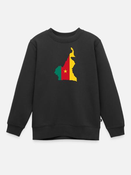 Cameroun carte drapeau drapeau - Sweat Premium enfant bio - noir