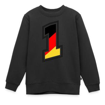 1 Trikotnummer Deutschland Farben - Kinder Premium Organic Sweatshirt - Schwarz - Vorne - AI Model Kid Female (0cm)