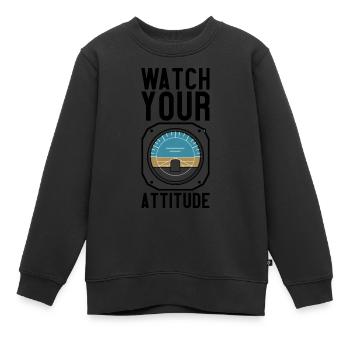 Watch Your Attitude - Kinder Premium Organic Sweatshirt - Schwarz - Vorne - AI Model Kid Female (0cm)