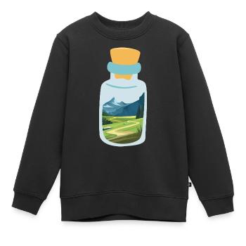 Message in a bottle with mountains - Kids Premium Organic Sweatshirt - black - Front - AI Model Kid Female (0cm)