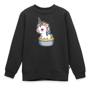 Einhorn Torte - Kinder Premium Organic Sweatshirt - Schwarz - Vorne - AI Model Kid Female (0cm)