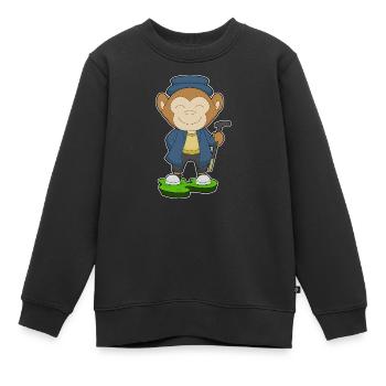Monkey Pensioner Walking Stick - Kids Premium Organic Sweatshirt - black - Front - AI Model Kid Female (0cm)