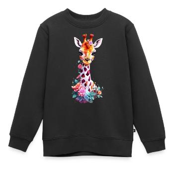 Giraffe V1 24 01 - Kinder Premium Organic Sweatshirt - Schwarz - Vorne - AI Model Kid Female (0cm)