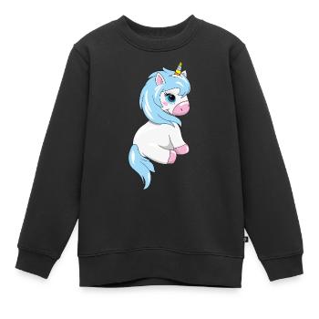 Shy cute baby unicorn - Kids Premium Organic Sweatshirt - black - Front - AI Model Kid Female (0cm)