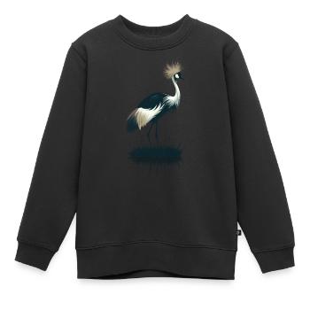 Grue couronnée - Sweat Premium enfant bio - noir - Devant - AI Model Kid Female (0cm)