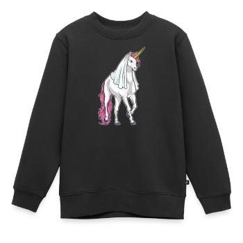 Licorne Voile de mariée Mariage - Sweat Premium enfant bio - noir - Devant - AI Model Kid Female (0cm)
