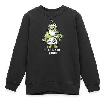 Frucht-Theorie Grüner Philosoph Birne - Kinder Premium Organic Sweatshirt - Schwarz - Vorne - AI Model Kid Female (0cm)