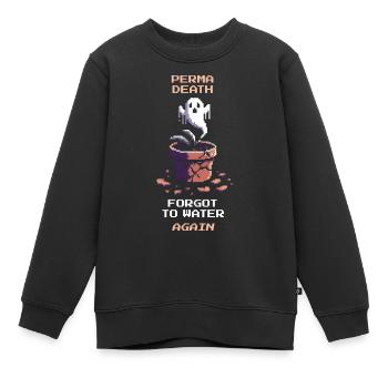 Perma Death | Pflanzen vergessen | Gamer Spruch - Kinder Premium Organic Sweatshirt - Schwarz - Vorne - AI Model Kid Female (0cm)