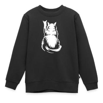 Vue arrière du Chat de Roche – Cornes de Diable - Sweat Premium enfant bio - noir - Devant - AI Model Kid Female (0cm)