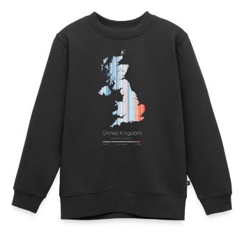 UK – Climate History Warming Stripes Map Print - Kids Premium Organic Sweatshirt - black - Front - AI Model Kid Female (0cm)