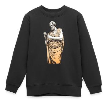 Griechischer Philosoph mit Smartphone - Kinder Premium Organic Sweatshirt - Schwarz - Vorne - AI Model Kid Female (0cm)