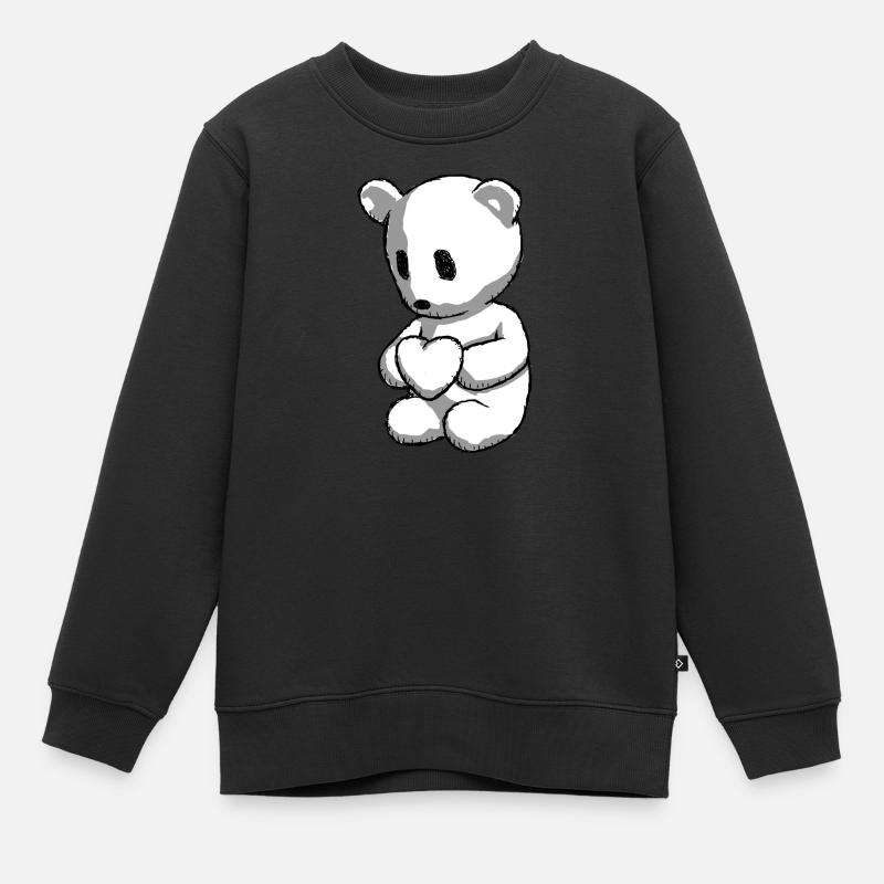 Ours en peluche avec coeur - Sweat Premium enfant bio - noir