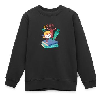 Singe avec cône d’école inscription à l’école enfant - Sweat Premium enfant bio - noir - Devant - AI Model Kid Female (0cm)