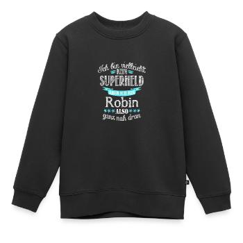 robin - Kinder Premium Organic Sweatshirt - Schwarz - Vorne - AI Model Kid Female (0cm)