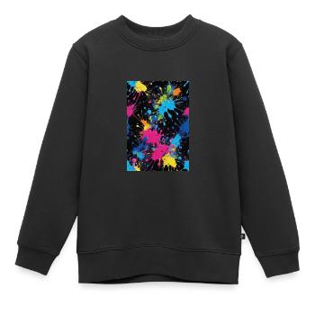 taches de couleur, éclaboussure, couleur, blobs, coloré - Sweat Premium enfant bio - noir - Devant - AI Model Kid Female (0cm)