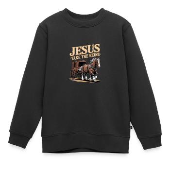 Jesus Take The Reins Rodeo - Kinder Premium Organic Sweatshirt - Schwarz - Vorne - AI Model Kid Female (0cm)