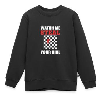 Stehlen Sie Ihr Mädchen Lustige Person Gift - Kinder Premium Organic Sweatshirt - Schwarz - Vorne - AI Model Kid Female (0cm)