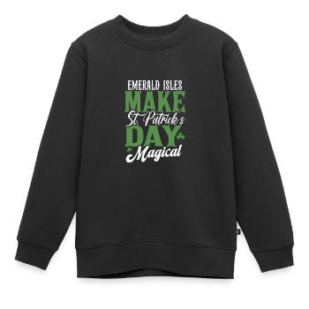 Les îles d’Émeraude rendent la Saint-Patrick magique - Sweat Premium enfant bio - noir - Devant - AI Model Kid Female (0cm)