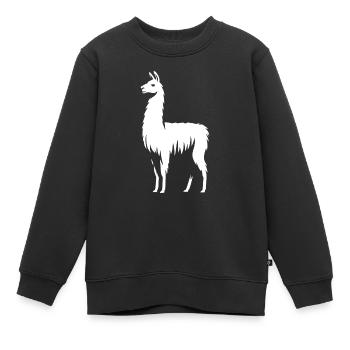 Lama Silhouette - Kinder Premium Organic Sweatshirt - Schwarz - Vorne - AI Model Kid Female (0cm)