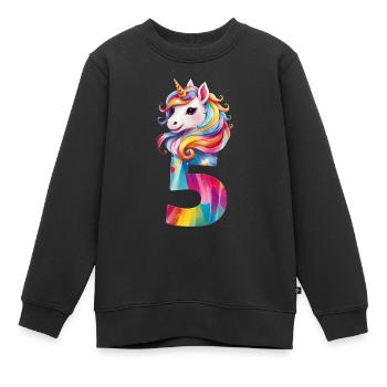 5. GEBURTSTAG EINHORN - Kinder Premium Organic Sweatshirt - Schwarz - Vorne - AI Model Kid Female (0cm)