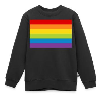 Affiche arc-en-drapeau drapeau LGBT arc-en-ciel - Sweat Premium enfant bio - noir - Devant - AI Model Kid Female (0cm)
