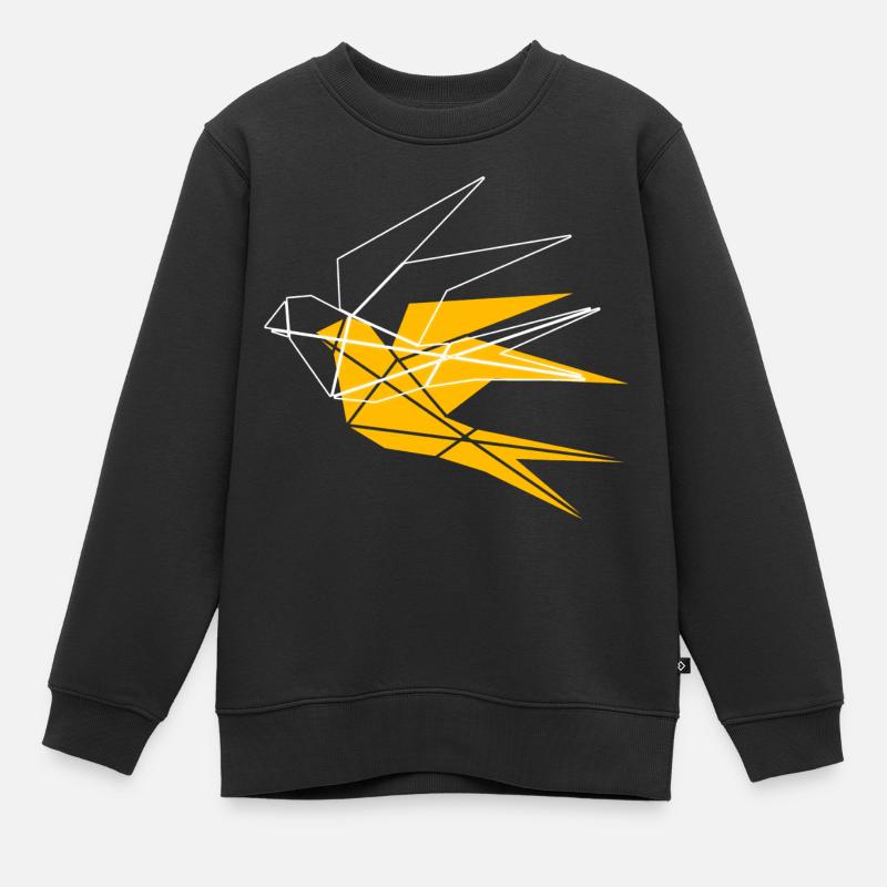 Oiseau géométrique - Oiseau libre - Sweat Premium enfant bio - noir