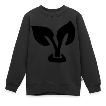 Feuille gross / leaf - plant - Germin - Sweat Premium enfant bio - noir - Devant - AI Model Kid Female (0cm)