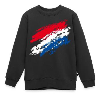 NIederlande Flagge / Kursiv Streifen - Kreide - Kinder Premium Organic Sweatshirt - Schwarz - Vorne - AI Model Kid Female (0cm)