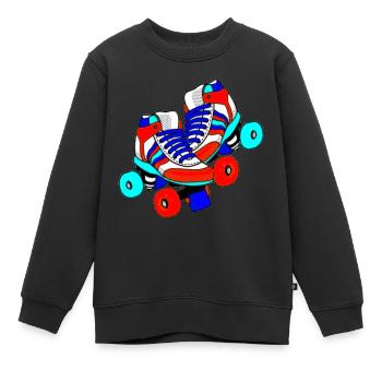 Caricature de patins à roulettes - Sweat Premium enfant bio - noir - Devant - AI Model Kid Female (0cm)
