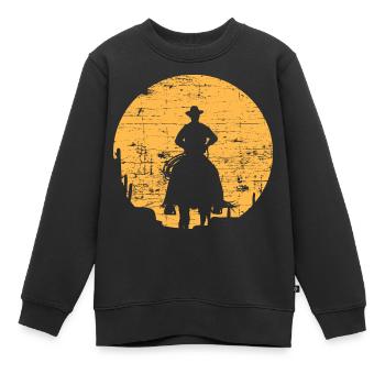 Cowboy - Kinder Premium Organic Sweatshirt - Schwarz - Vorne - AI Model Kid Female (0cm)
