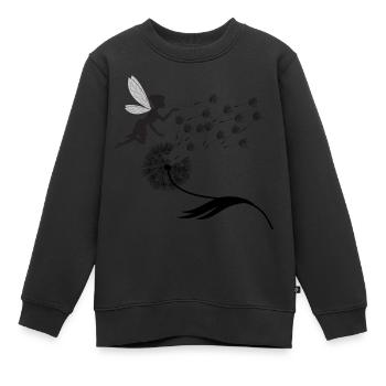 Papillons design puste fleurs prairie coeurs fées - Sweat Premium enfant bio - noir - Devant - AI Model Kid Female (0cm)