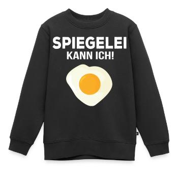 Spiegelei kann ich Eier Koch kochen braten Spruch - Kinder Premium Organic Sweatshirt - Schwarz - Vorne - AI Model Kid Female (0cm)