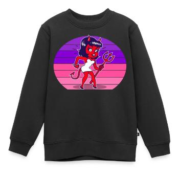Diable Femme coucher de soleil - Sweat Premium enfant bio - noir - Devant - AI Model Kid Female (0cm)