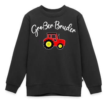 Großer kleiner Bruder Traktor rot Bauernhof Brüder - Kinder Premium Organic Sweatshirt - Schwarz - Vorne - AI Model Kid Female (0cm)