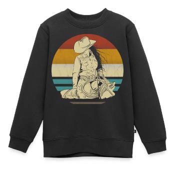 Westernreiten Westernreiterin Pferd Cowgirls Retro - Kinder Premium Organic Sweatshirt - Schwarz - Vorne - AI Model Kid Female (0cm)
