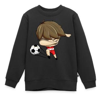 Dabbing Fußballer Österreich - Kinder Premium Organic Sweatshirt - Schwarz - Vorne - AI Model Kid Female (0cm)