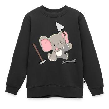 Elefant Handwerker Hausmeister Werkzeug Kinder - Kinder Premium Organic Sweatshirt - Schwarz - Vorne - AI Model Kid Female (0cm)