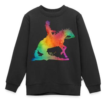 Westernreiterin Aquarell Look - Kinder Premium Organic Sweatshirt - Schwarz - Vorne - AI Model Kid Female (0cm)