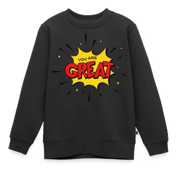 Du bist großartig - Kinder Premium Organic Sweatshirt - Schwarz - Vorne - AI Model Kid Female (0cm)