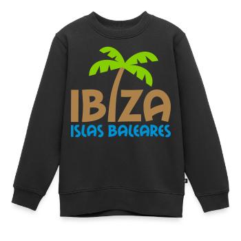 Ibiza, Îles Baléares (palmier comme i) - Sweat Premium enfant bio - noir - Devant - AI Model Kid Female (0cm)