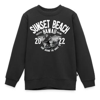 Surf around the world Sunset beach Hawaii - Sweat Premium enfant bio - noir - Devant - AI Model Kid Female (0cm)