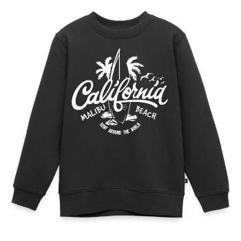 California Malibu Beach surfing - Sweat Premium enfant bio - noir - Devant - AI Model Kid Female (0cm)