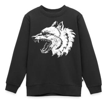Illustration de loup - Sweat Premium enfant bio - noir - Devant - AI Model Kid Female (0cm)