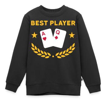 Best player (Spielkarten, Sterne, Lorbeerkranz) - Kinder Premium Organic Sweatshirt - Schwarz - Vorne - AI Model Kid Female (0cm)