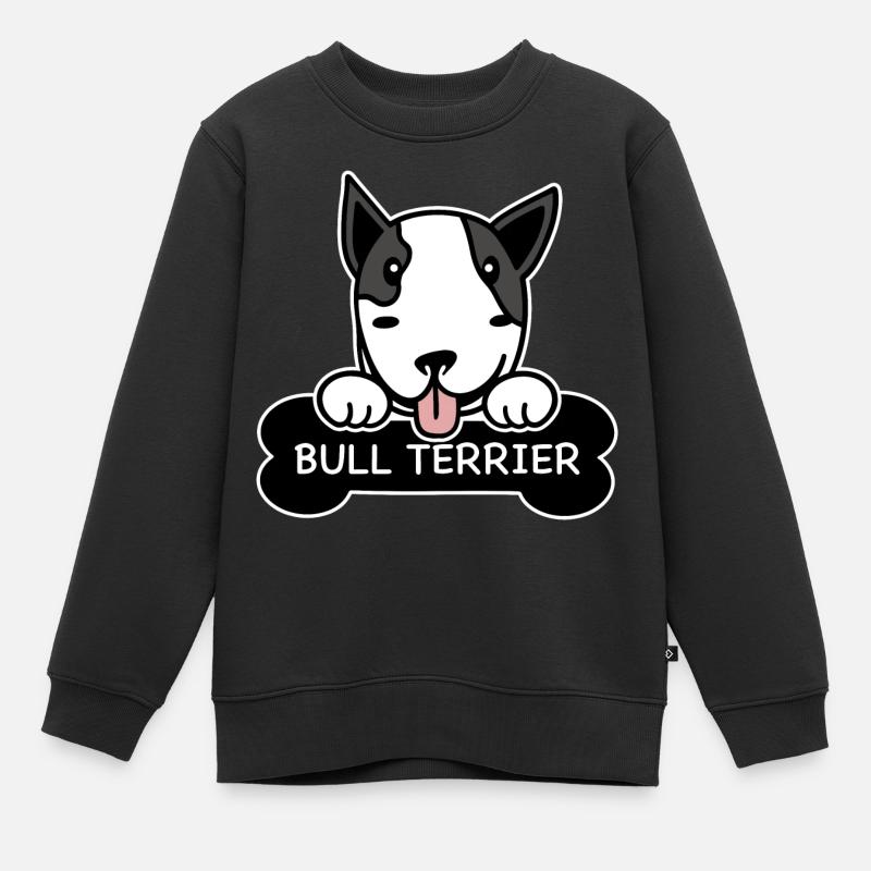 Bull Terrier et os - Sweat Premium enfant bio - noir