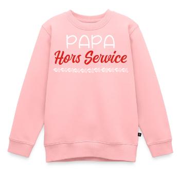 papa hors service - Sweat Premium enfant bio - rose - Devant - AI Model Kid Female (0cm)