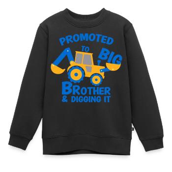 Großer Bruder Baggerfahrer Bauarbeiter - Kinder Premium Organic Sweatshirt - Schwarz - Vorne - AI Model Kid Female (0cm)